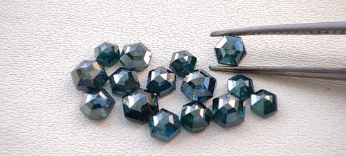 3.5 mm Blue Diamond Rose Cut Hexagon Conflict Free VS1 Quality Loose Natural - Picture 10 of 14