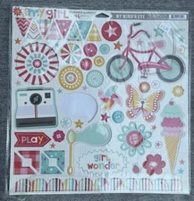 My Mind's Eye My Girl Chipboard NEW 12" x 12" Sheet of Die Cuts 1 PIECE MISSING
