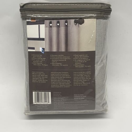 allen + roth 84-in Grey Light Filtering Grommet Single Curtain Panel - Picture 2 of 4