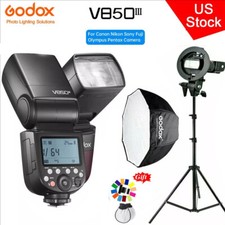 US Godox V850III 2.4G HSS Camera Speedlite Flash 80/120cm Umbrella Softbox Stand