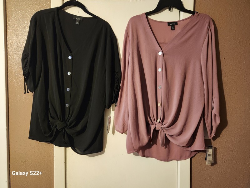 Lots of 2 NWT Women ALYX blouses, Black and Papaya, Size XXL 