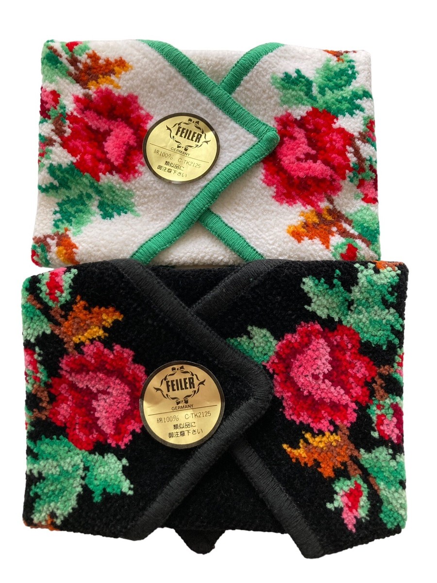 FEILER Handkerchief Set 100% Cotton Floral Chenille 24.5cm 2pcs