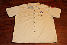 Boy Scouts of America BSA Men's Shirt Tan XL No Size Sewn Patches Short Sleeve