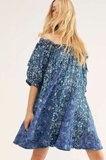 Free People NWT Size Medium Indigo Babydoll Mini Dress Combo New