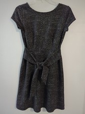 LOFT Outlet Black & White A-Line Cap Sleeve Dress Size 2P Back Zip Bow (T-13)