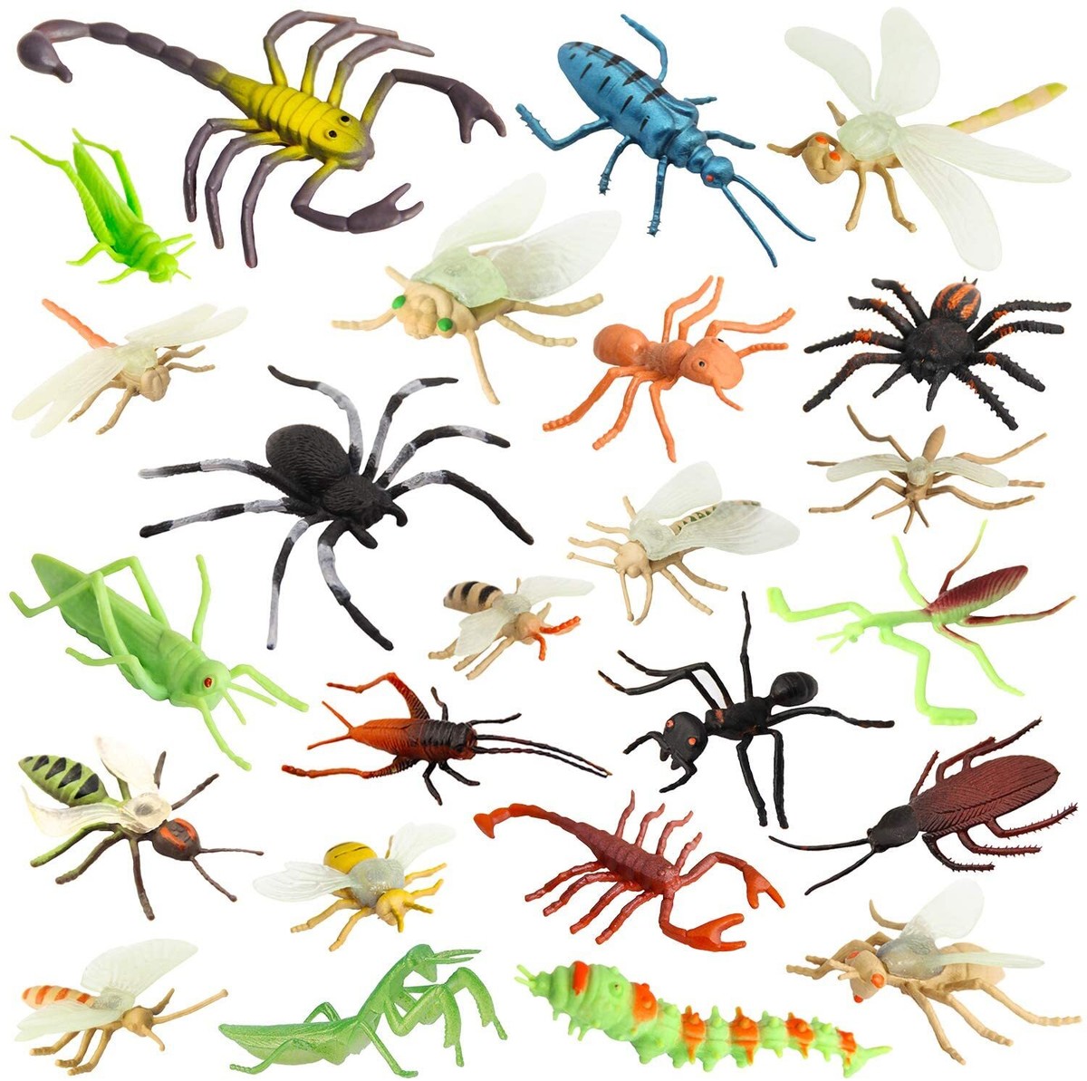 24PCS 2-4” Fake Bugs Insect Bug Toy Figures for Kids Boys Girls