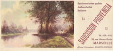 Buvard SAUCISSON PROVENCIA MARSEILLE Jambon Salaison Provence Rivière Lac Arbre