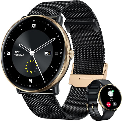 Smartwatch Herren Damen für Android iOS Fitnessuhr Pulsuhr Schrittzähler Schwarz