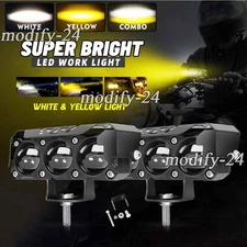 2X 120W 4" LED Cube Work Light Bar Yellow White Driving Fog Spot Pods Offroad 3"