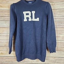 Girls Ralph lauren sweater RL Cable Knit, Size Xl 16 Navy Logo Long Sleeve