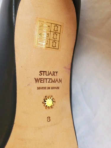 STUART WEITZMAN Anny 70 Pointed Toe Black Leather Pumps Size 8 - Picture 10 of 10