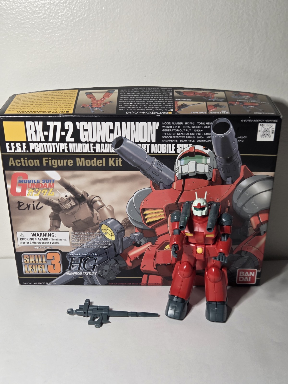 Vintage 1999 Bandai RX-77-2 Guncannon HG 1/144 Model Kit Japan Gundam Boxed
