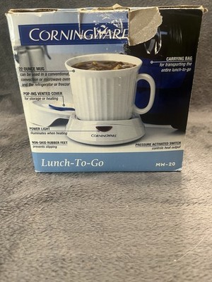 CorningWare Lunch-To-Go MW-20 Mug Warmer Set w/ Bag Heated Coffee Soup Mug