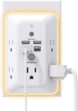 Surge Protector Wall Outlet Extender with Night Light 5 AC 4 USB USB-C Home