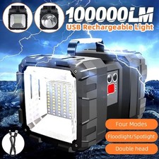 100000LM Rechargeable Super Bright LED Flashlight Hand Torch Searchlight Camping