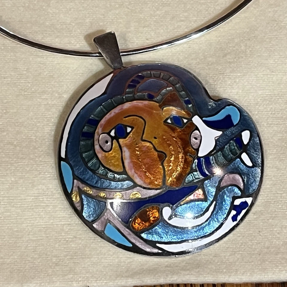 Collar James Avery Martillado Collar Esterlina Firmado Champleve Colgante Esterlina Foto 3 de 4