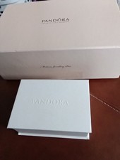 Used Pandora Cream Leather Jewellery Box,Velvet-Lined/ Pandora Cleaning Kit New