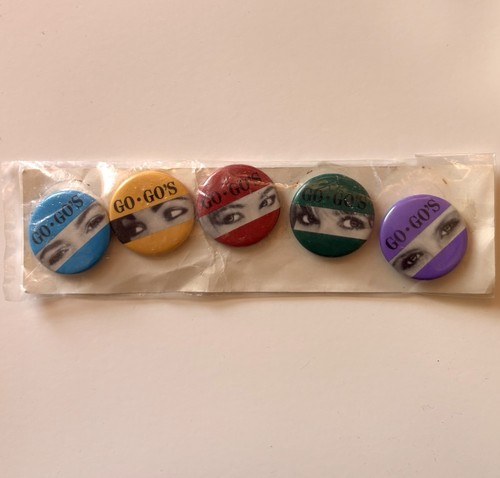 The Go Gos Vintage Promotional Pin Set 1980s Original