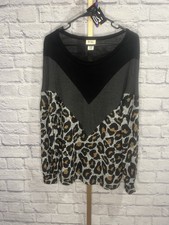 BIBI Leopard Animal Print Chevron Colorblock Top S Oversized Boho Streetwear