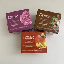 Caress Lot Of 9 Beauty Bars Soap 3 Scents Shea Mango Blossom 3.15 Oz  SEALED