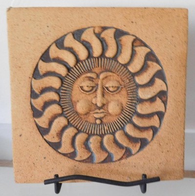 Vintage John Wenzel Clayworks- Sun Tile- Art Pottery Clay- Mid Century Modern #B
