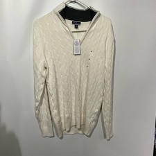 Club Room Men's White Cable Knit Quarter Zip Sweater