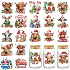 Christmas UV DTF Cup Wraps - 20 Sheets Farm Highland Cow Uvdtf Tu