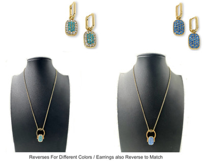 Heidi Daus You're Gonna Flip Crystal Convertible Jewelry Set Sapphire/Aqua/Clear