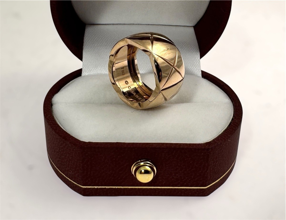CHANEL 18K Rose Gold COCO CRUSH Ring Large 10mm Width Size 5.25