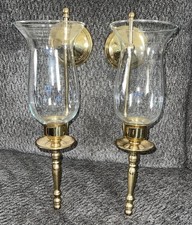 Pair Of Vintage Copper Craft Candlesticks Scones With Shades 16? Tall (D4)