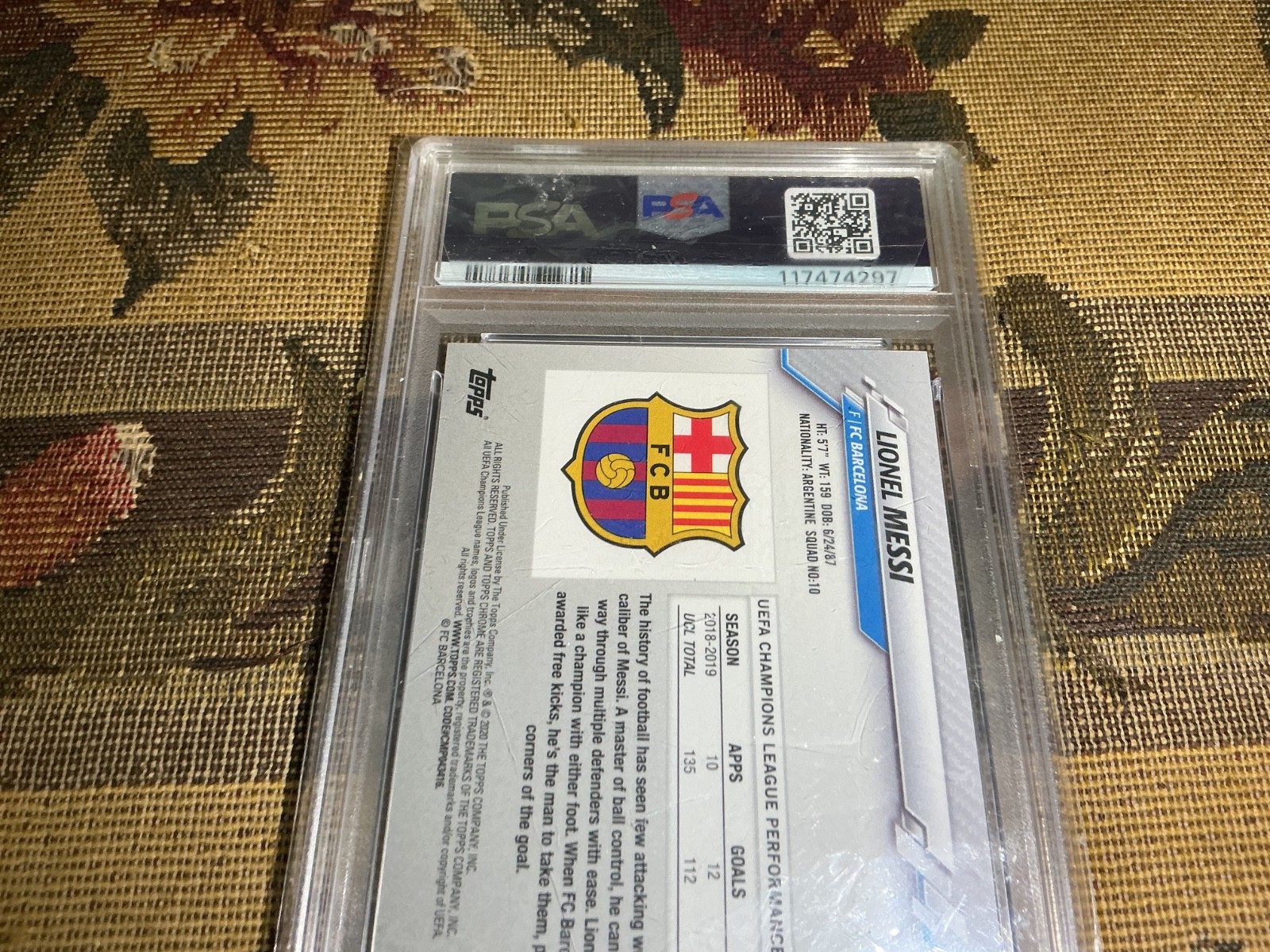 2019-20 Topps Chrome UCL Sapphire Edition Lionel Messi #1 PSA 10 GEM MT view 14
