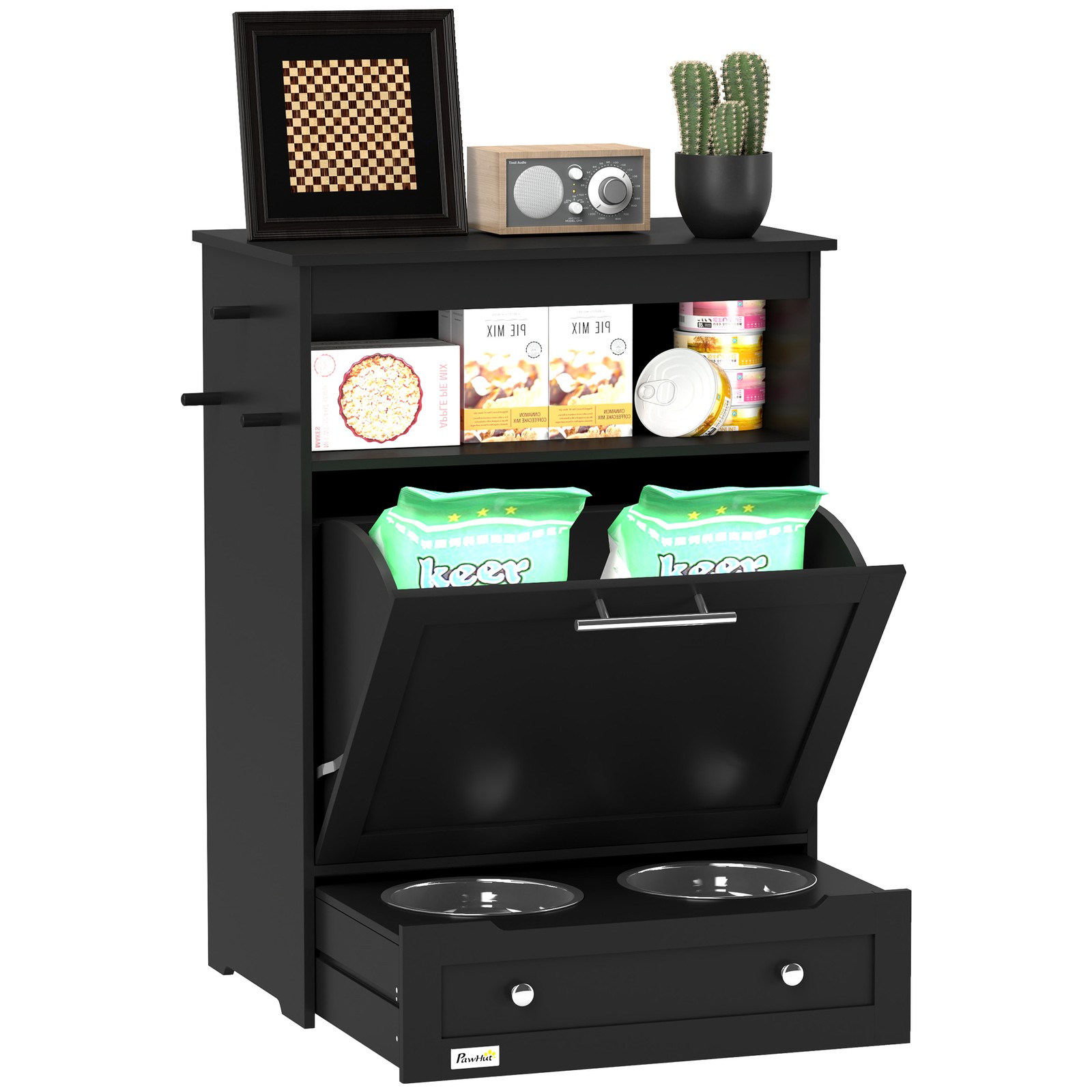 Storage Feeding Station Food Cabinet Black