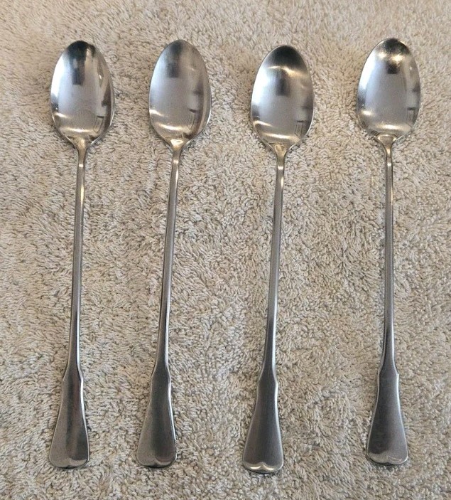 Lot Of 4 Oneida Community Stainless Iced Tea Long Spoons Patrick Henry 7.5”