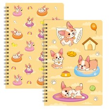 L1rabe 2 A5 Corgi Spiral Notebooks Back to School Cute Funny Dog Colorful
