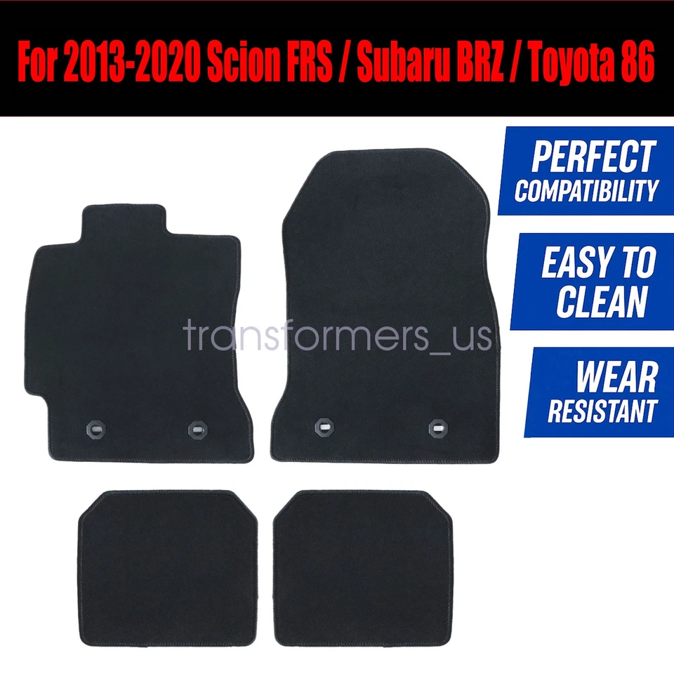Alfombrillas delanteras y traseras 2013-2020 para Scion FRS / Subaru BRZ alfombra terciopelo negro Foto 3 de 4