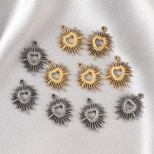 wholesale 20pcs gold/silver stainless steel sparkling heart charm pendants