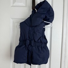 Gymboree Girls Navy Blue Hooded Puffer Vest Bow Detail Fleece Lined 12-24 Months