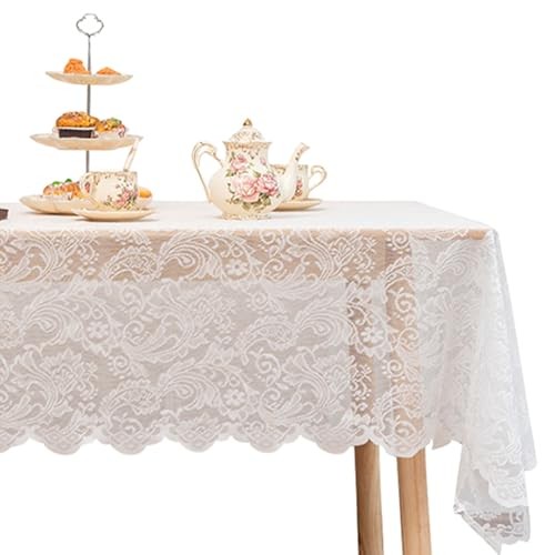  Lace Tablecloth 60 X 84 Inches Rectangle Phoenix 84" x 60" (Rectangular) White