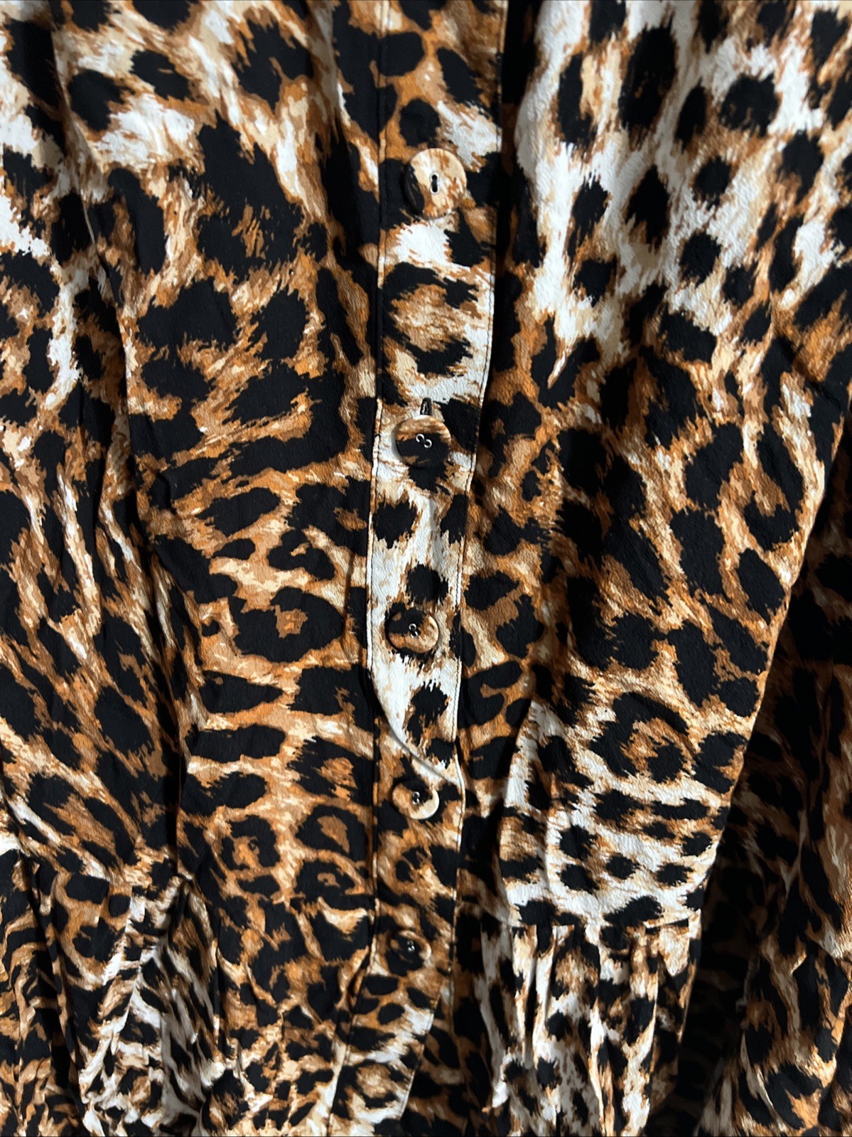 Talbots ruffled button up leopard maxi skirt larg… - image 3