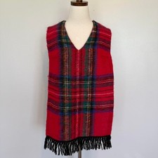Vintage red and green tartan plaid vest Made in Scotland