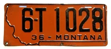 1936 Montana Truck License Plate - Nice Original Paint