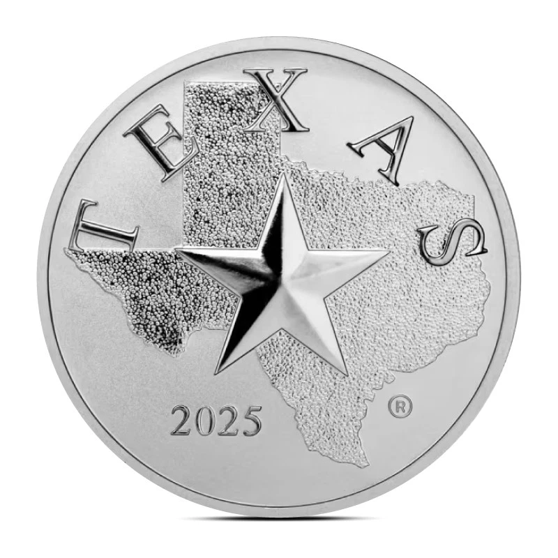 Ronda de plata vaquero Texas Mint 2025 de 2 oz (prueba inversa) Foto 2 de 2