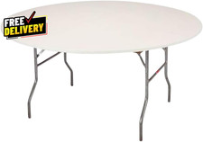 60 round Fitted Plastic Table Covers Bundle of 5 White