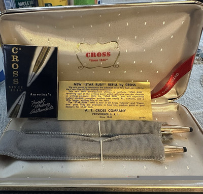 14k Cross Vintage Pen Pencil Set in Case w/ Star Ruby Refill Leaflet & Paperwork