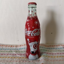 2004 Santa Target Dog Christmas Wrapped Coca-Cola Coke 8oz Bottle Full