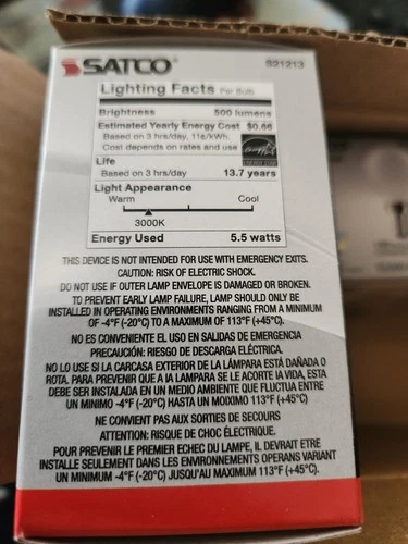 Satco S21213 5.5w G16.5 Globe LED 3000K Candelabra Base Dimmable - 60w (4 pack) - Picture 3 of 4