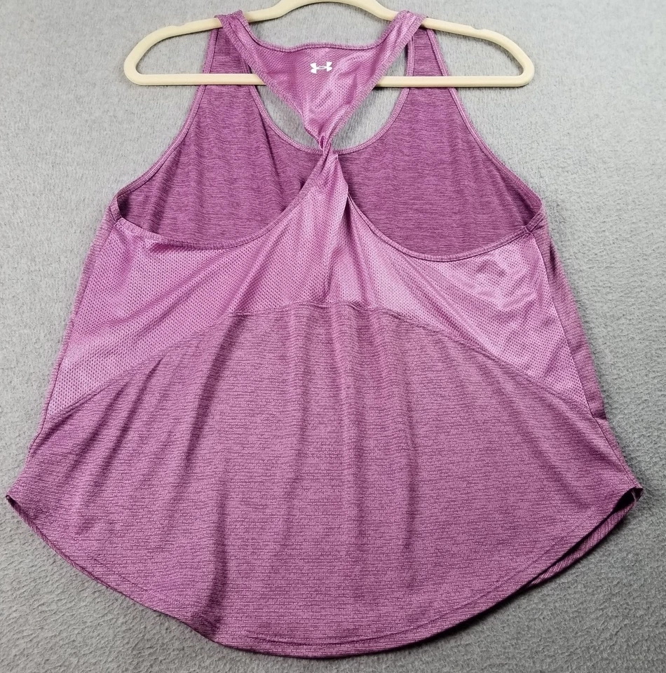 Under Armour 运动服背心女式特大号 XL 紫色粉色无袖健身房 — 第 3/4 张图片