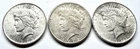 3 Coins - 1922 Peace Dollars $1 Circulated Coins 90% Silver * Philly/Frisco Mint