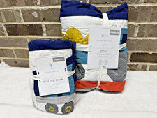 POTTERY BARN BABY KIDS Jax Construction Toddler Quilt and 1 Pillow Sham 2 pc NEW