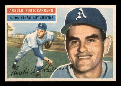 1956 Topps #53B Arnie Arnold Portocarrero WB White Back Athletics A's EX+ (5.5)